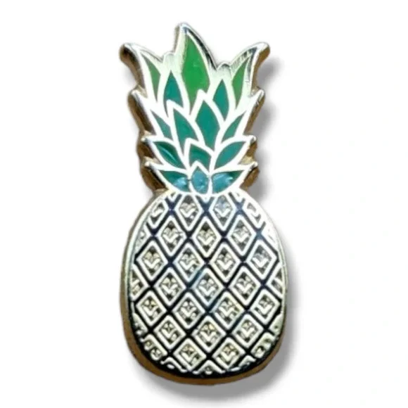Pineapple Fruit Gold Tone Enamel Hat Lapel Backpack Pin Tie Tack - Picture 4 of 4